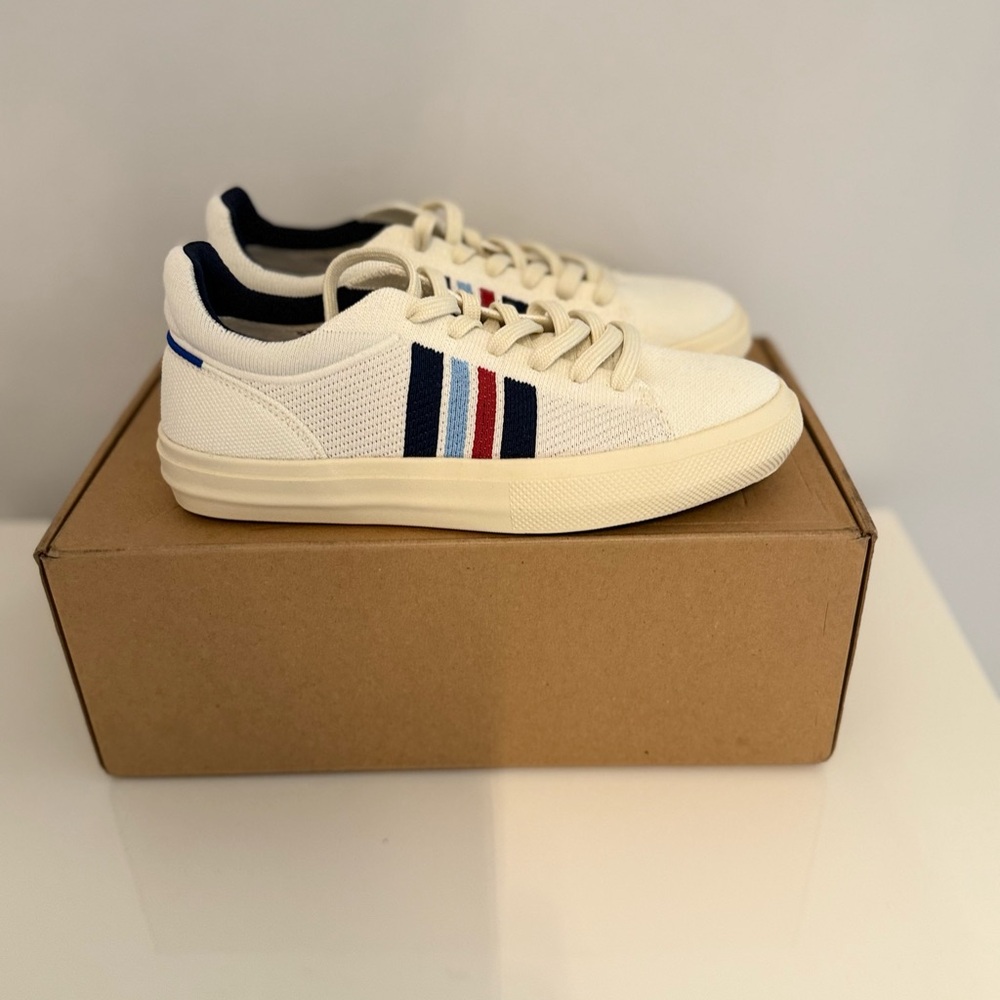 Rothy's Spirit Sneakers with Red and Blue Stripes - Picture 3 of 7